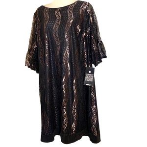 Avenue Black Lace Short Sleeve Dress Sz 22/24 NWT